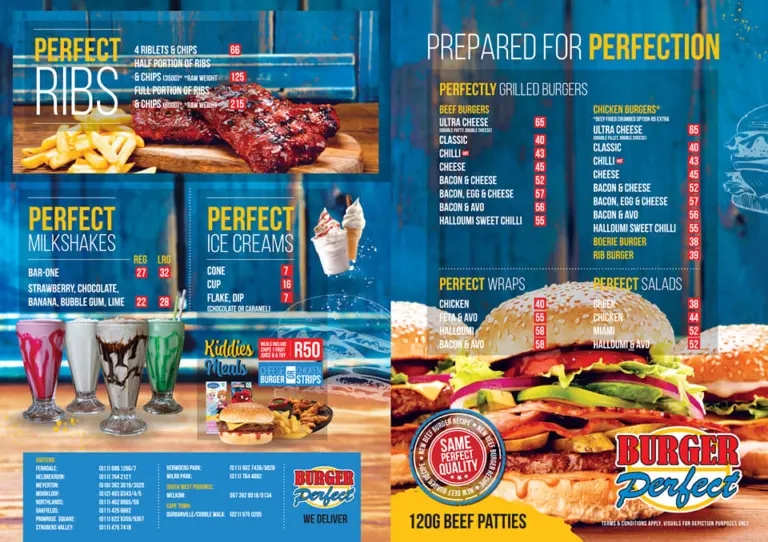 Burger Perfect Menu With Updated Prices