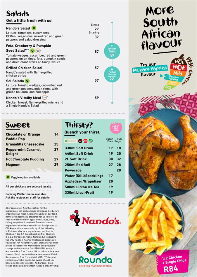 Nandos Menu