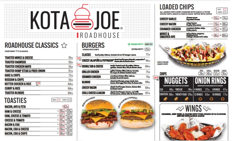 kota joe menu and prices