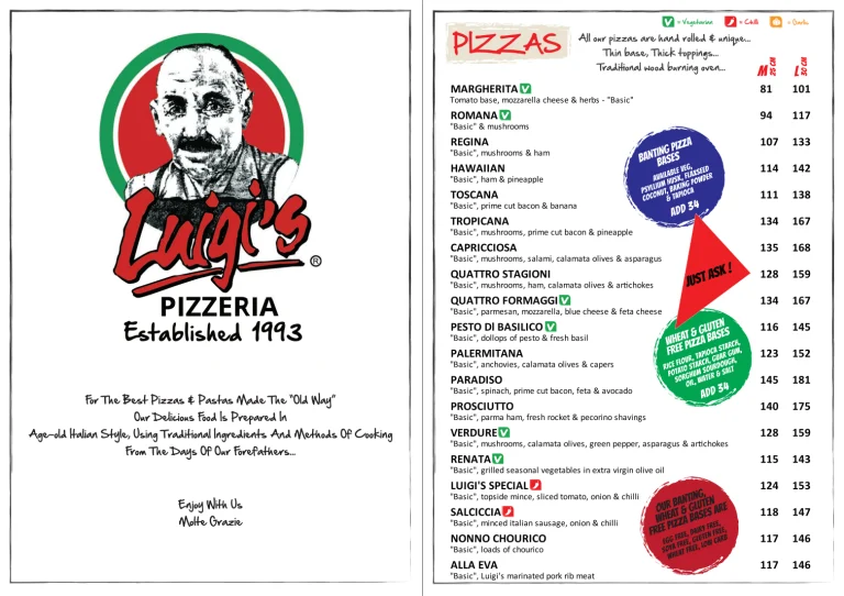 Luigis-Menu and prices