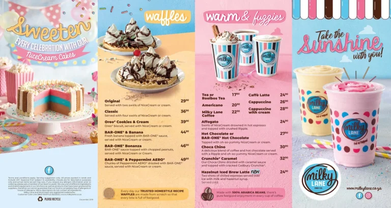 milky lane menu and price