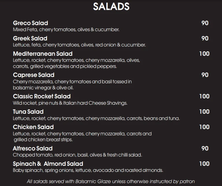 Nonna’s Italian Kitchen Sandton Menu and prices