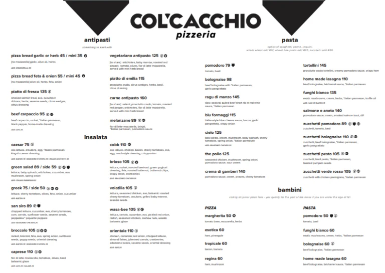 ColCacchio Pizzeria menu and prices